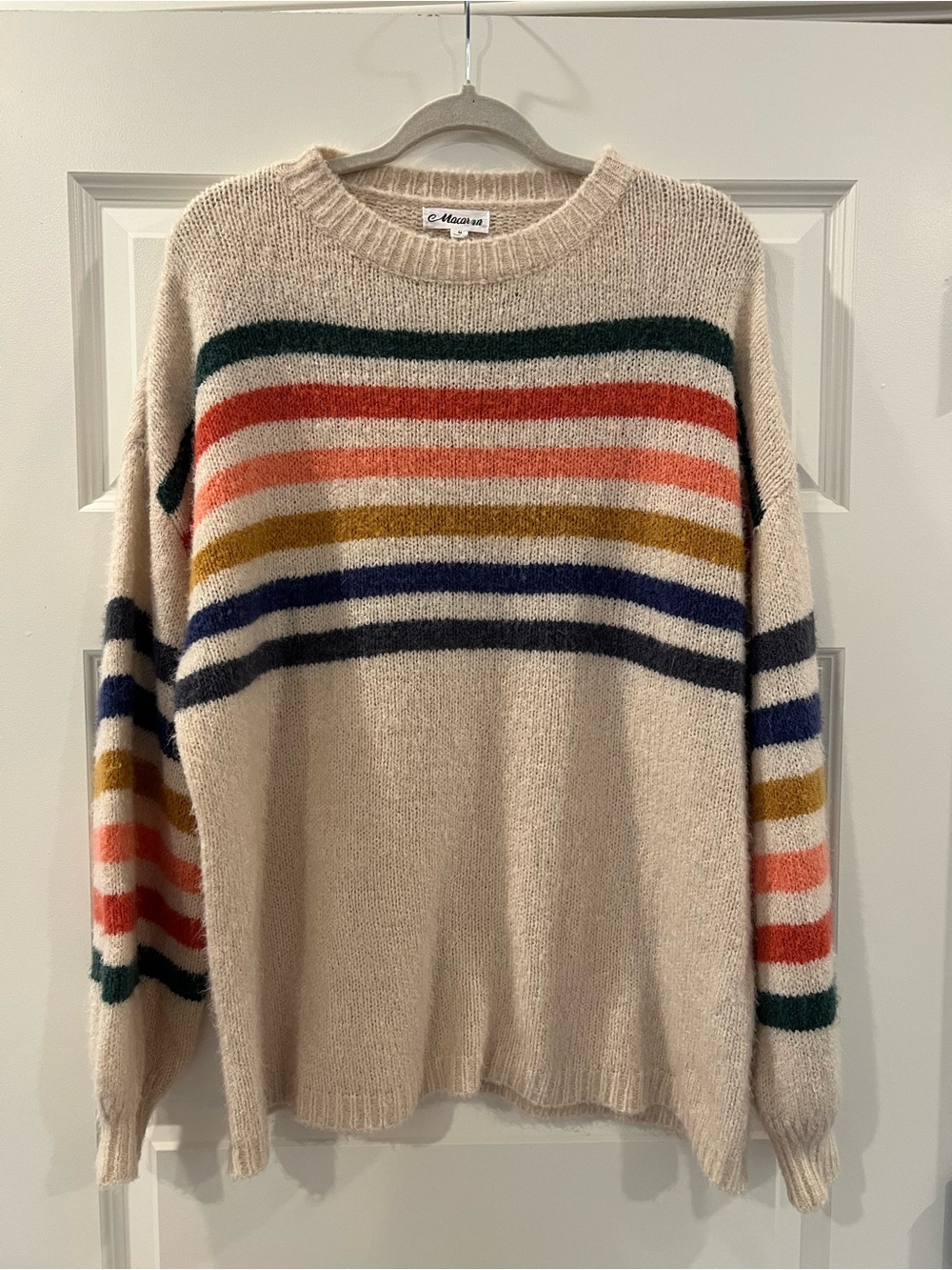 Macaron Rainbow Stripe Angora Blend Oversized Sweater Medium - Picture 2 of 10